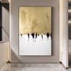 Hand Painted Oil Painting Figure Outline Oil Painting on Canvas Original Custom Home Decor Abstract Gold Painting Living room Wall Decor Textured Gold