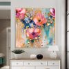 Hand Painted Oil Painting Abstract Flower Oil Painting on Canvas Large Wall Art Original Floral Wall Art Minimalist Art Gold Decor Custom Painting Liv