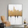 Hand Painted Oil Painting City Figure Oil Painting on Canvas Living room Wall Decor Large Minimalist Wall Art Abstract Gold Foil Art Custom Original G