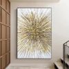 Hand Painted Oil Paintings Modern Landscape Gold Abstract Line Wall Art Picture For Living Room Home Decor Living Room Hallway Luxurious Decorative Pa